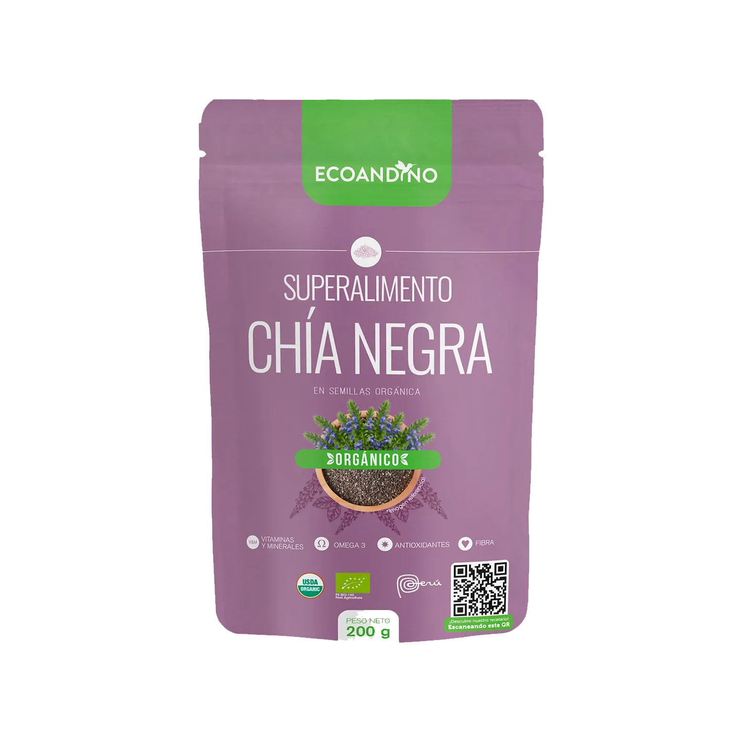 Chía Negra Orgánica en Semillas 200g