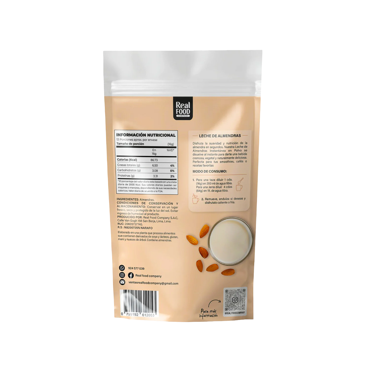 Leche de Almendras 200gr - Imagen 2